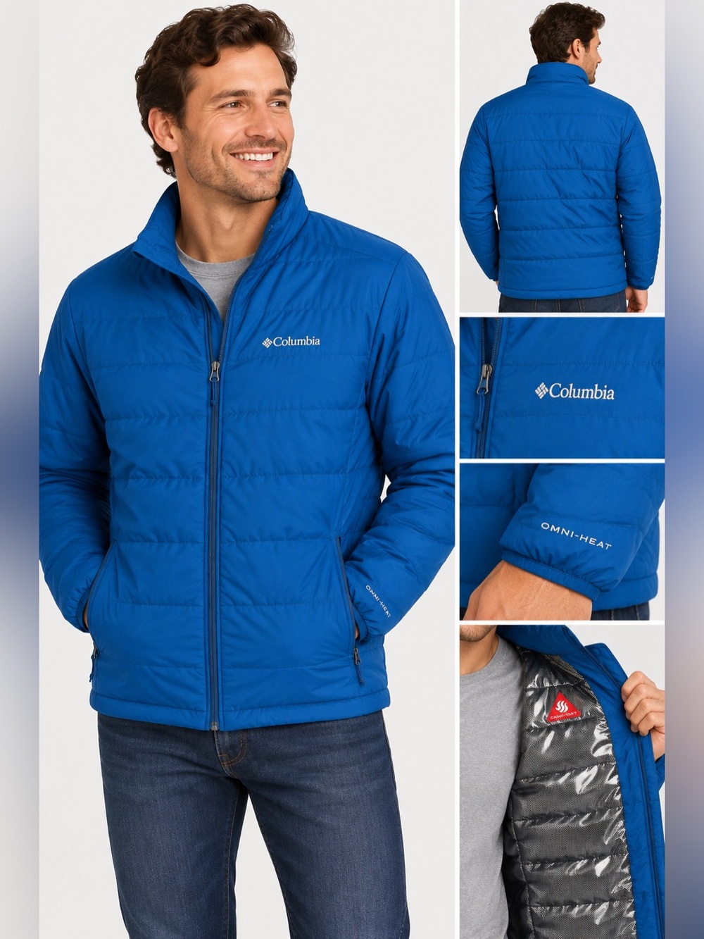 Columbia Omni-Heat Men’s L Blue Insulated Puffer Jacket Full Zip